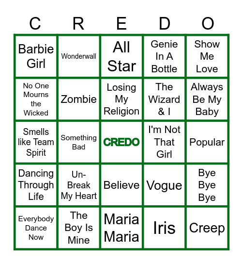 Wicked Bingo Card