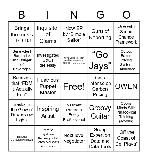 Owen Norquay Bingo Card