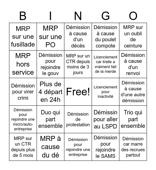Bonne ambiance au LSCS Bingo Card