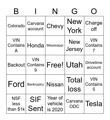 DCU BINGO Card