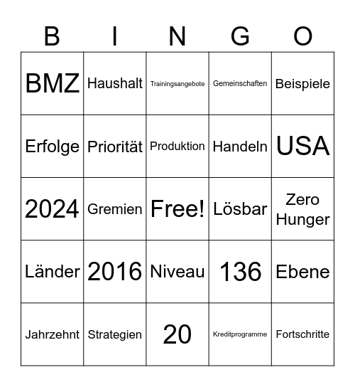 GHI Launch Bingo Card