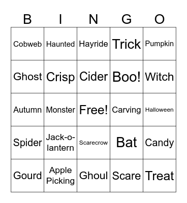 Spooky Bingo Card