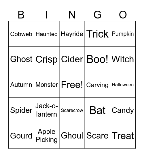 Spooky Bingo Card