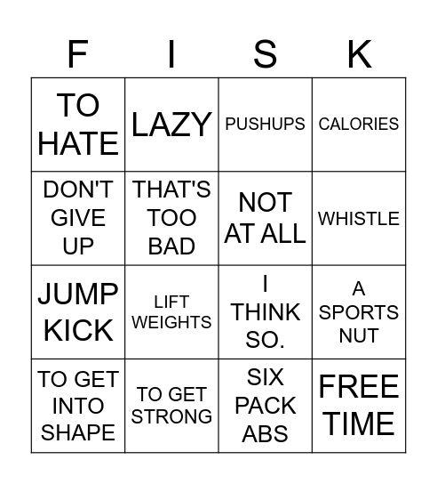 ESS 1 Bingo Card