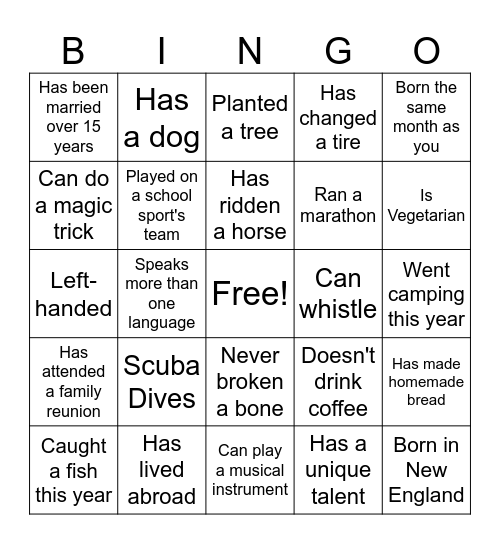 Fall Fest Bingo Card