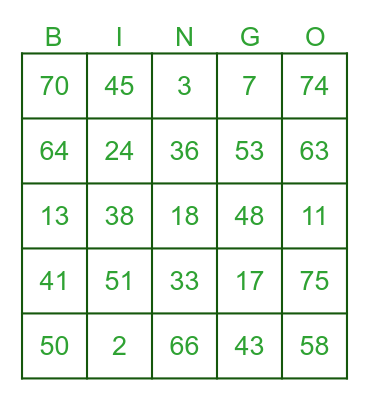 Classic Bingo Fun Bingo Card