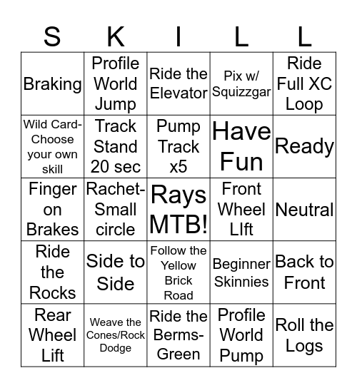 Ladies Night Skills Bingo Card