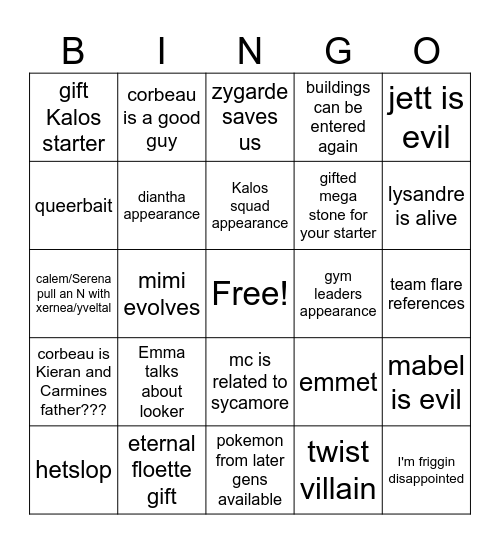 legends za bingo Card