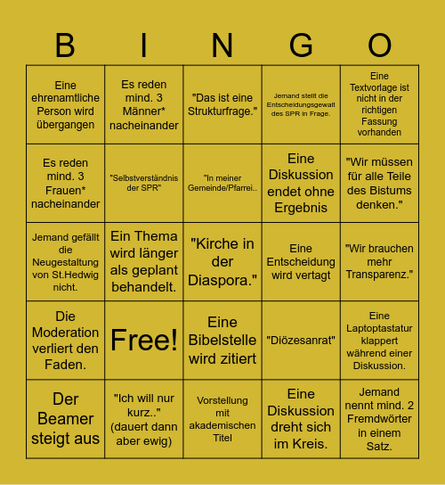 Synodalpastoralrat 10/25 Bingo Card