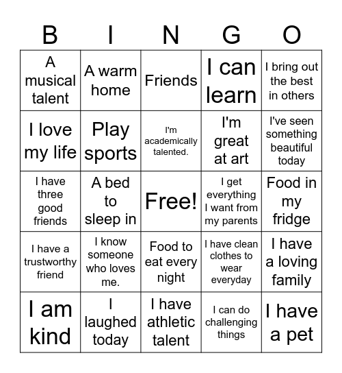 Blessings Bingo Card