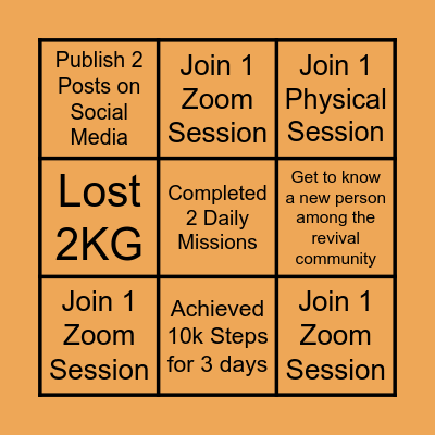 23 DAYS DETOX CHALLENGE Bingo Card