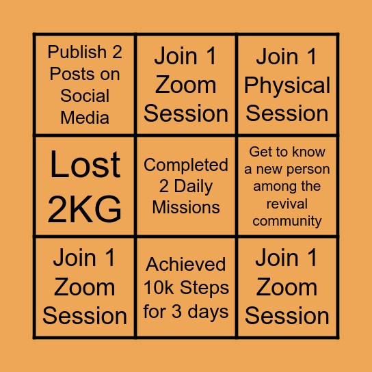 23 DAYS DETOX CHALLENGE Bingo Card