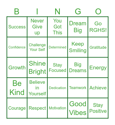 Motivation Madness Bingo Card