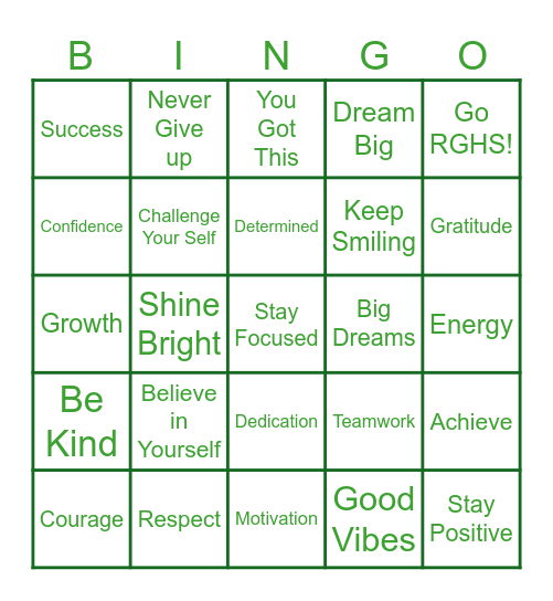 Motivation Madness Bingo Card