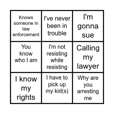 Police Cam Bingo Card