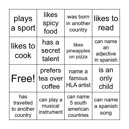 Untitled Bingo Card