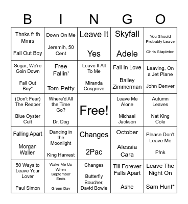 Fall Bingo Card