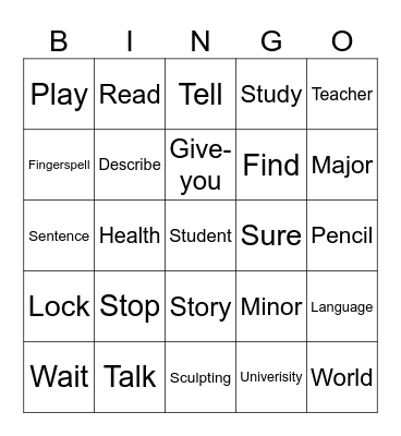 ASL Bingo - 1st Years Bingo Card