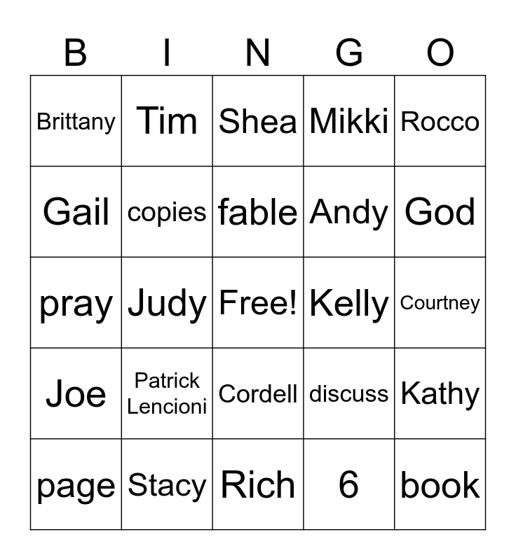 The 6 Types of Working Genius Bingo Card