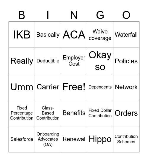 Benefits Team 2 Bingo Card