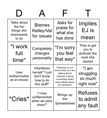 Patricia Bingo Card