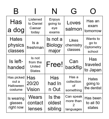 UMass POPS Bingo Card