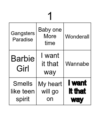 Music Bingo Card