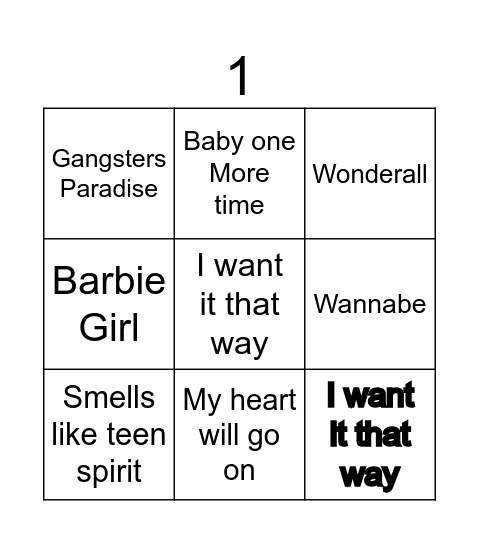Music Bingo Card