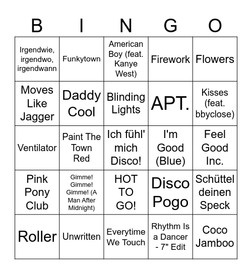 Disco-Bingo Card