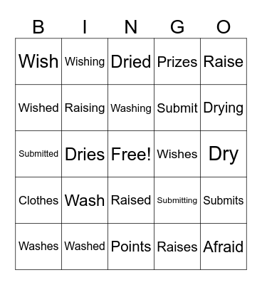 Spelling Bingo Card