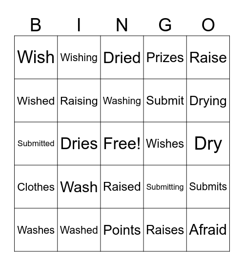 Spelling Bingo Card
