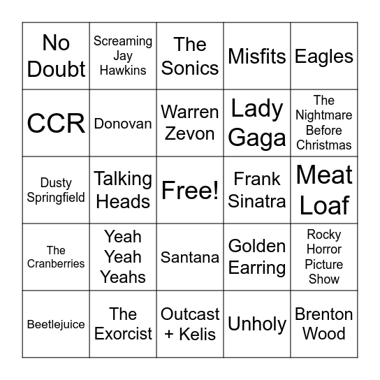 Shadows & Screams Bingo Card