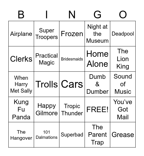 MOVIE DAY Bingo Card