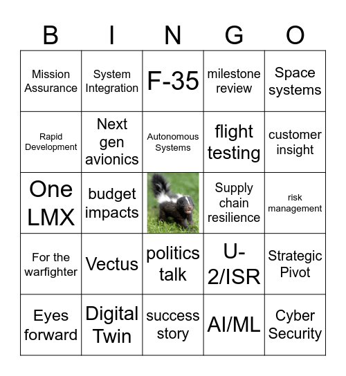 OJ Meeting Bingo Card