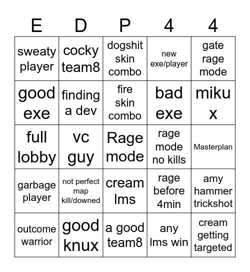 Outcome Memeries Bingo Card