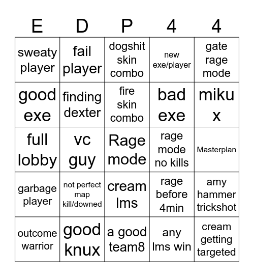 Outcome Memeries Bingo Card