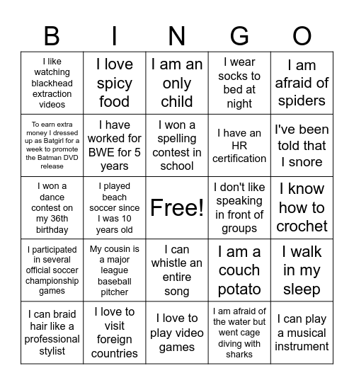 BW ENERGY - HR TEAM BINGO Card