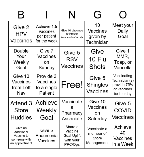 Monster Vax BINGO Card
