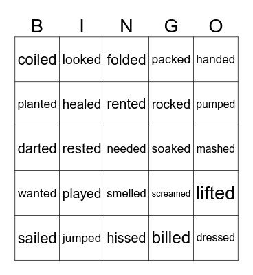 -ed (3 sounds) Bingo Card