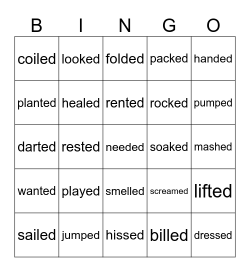 -ed (3 sounds) Bingo Card