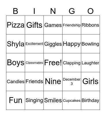 Bingo Birthday Bingo Card