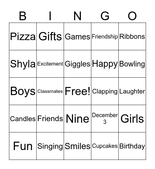 Bingo Birthday Bingo Card