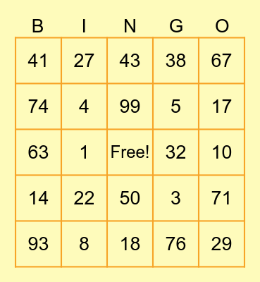 Halloween Bingo Card