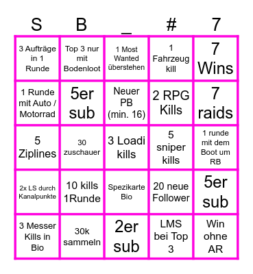 ShOTBOy's Bingo Party Bingo Card