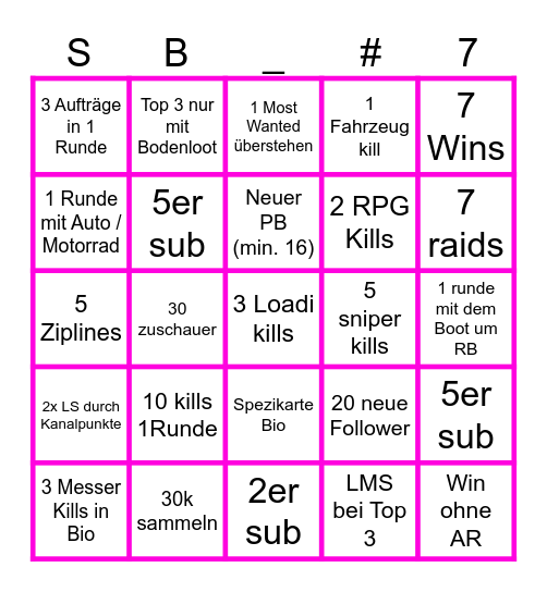 ShOTBOy's Bingo Party Bingo Card