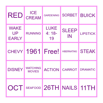 BIRTHDAY BINGO Card