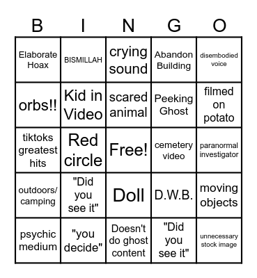 SPOOPY VID BINGO Card