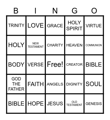 WORDS OF FAITH  BINGO Card