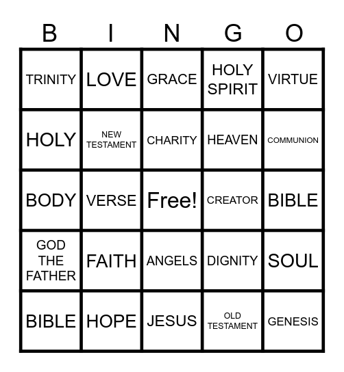 WORDS OF FAITH  BINGO Card