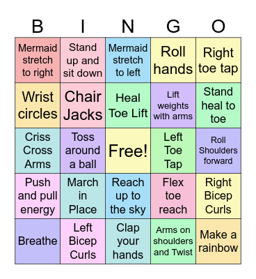 SENIOR FITNESS BINGO Card